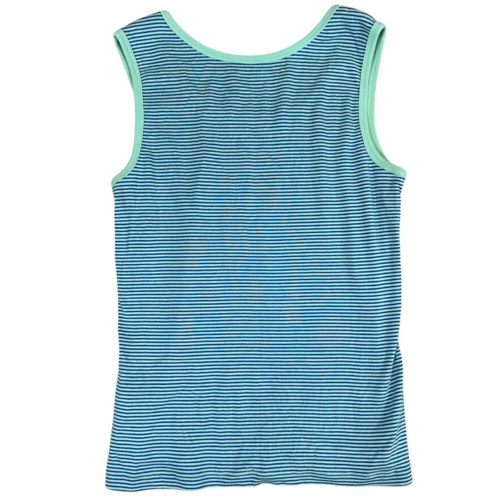 LL Bean Striped Cotton Tank Top Blue Mint Green Sleeveless Scoop Neck M REG - Picture 2 of 9